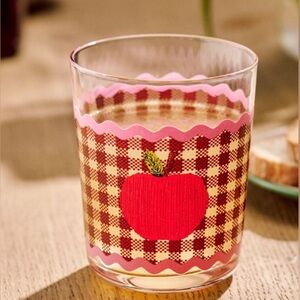 Anthropologie Apple Gingham Fruit Juice Glass